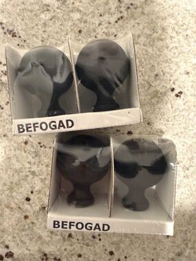 IKEA Befogad Black Round Finials Set of 4